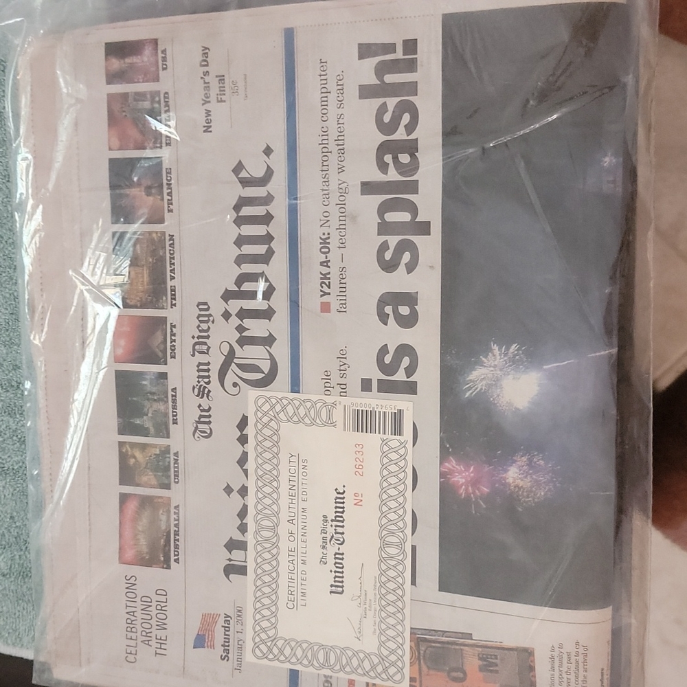 1/1/2000 Certified San Diego Union Tribune